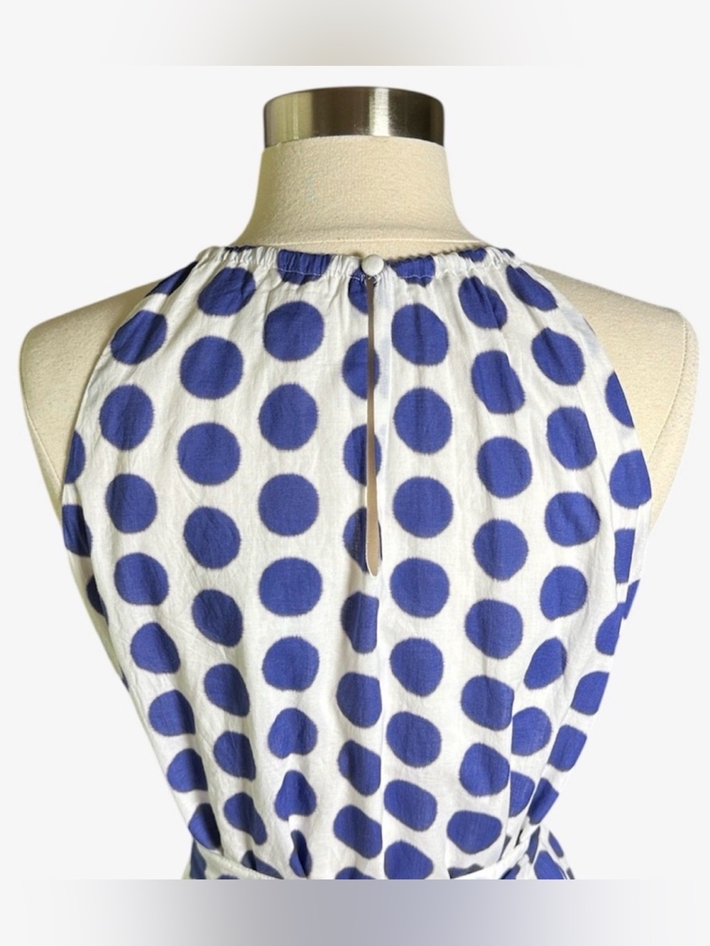 Boden White Halter Mini Dress with Blue Polka Dots - Picture 11 of 16